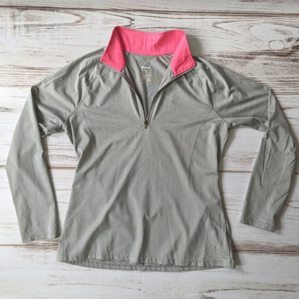 Danskin Now Semi Fitted Gray Popover Half Zip Top Sz Lg 12-14